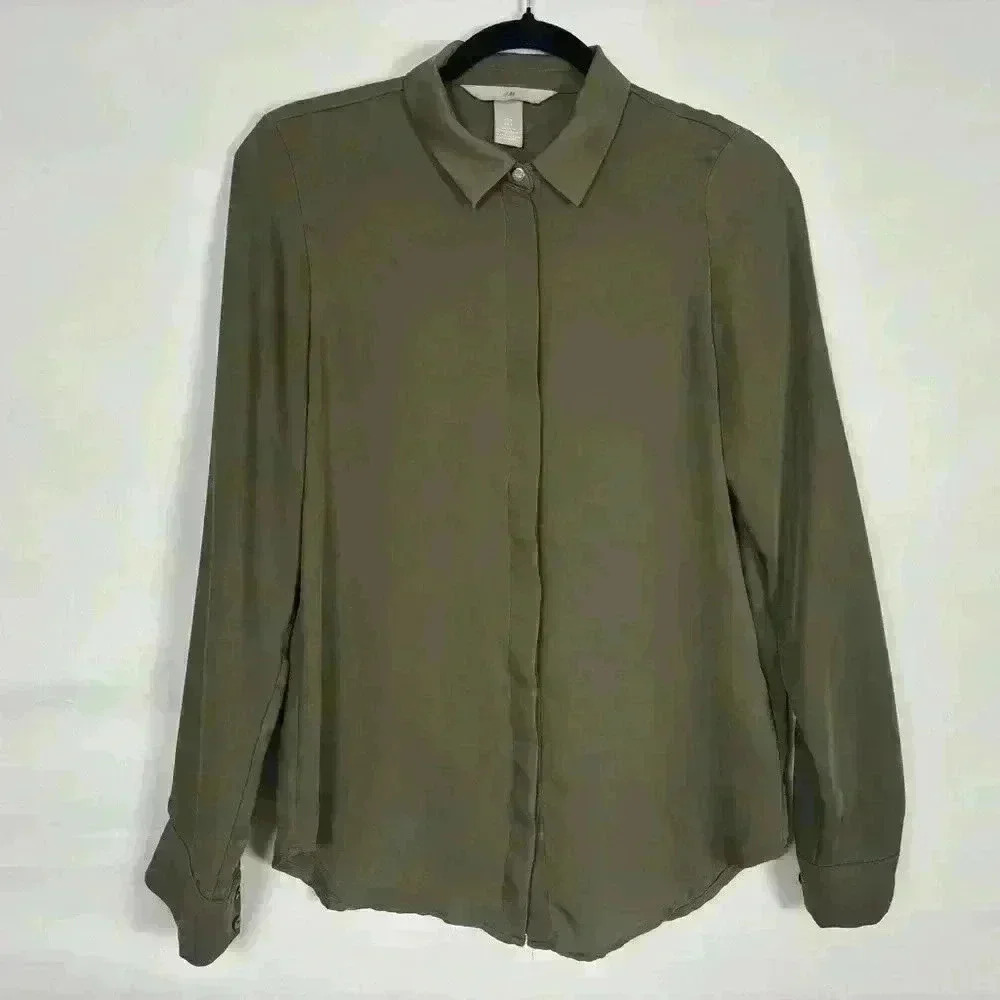 H&M Button Down Collared Long Sleeve Blouse